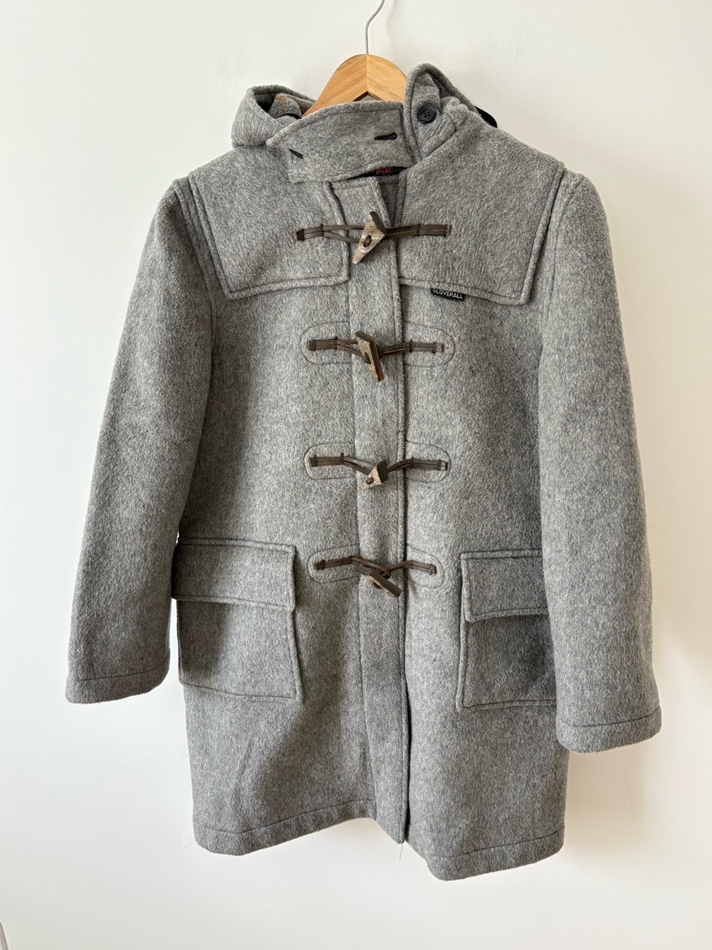 Vintage Gloverall English Duffle Coat Gray Wool Made in England Size US 12 Fall - Picture 2 of 11